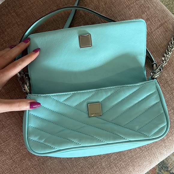 TORY BURCH Kira Small Chevron Shoulder Bag - Light Blue - Picture 4 of 9